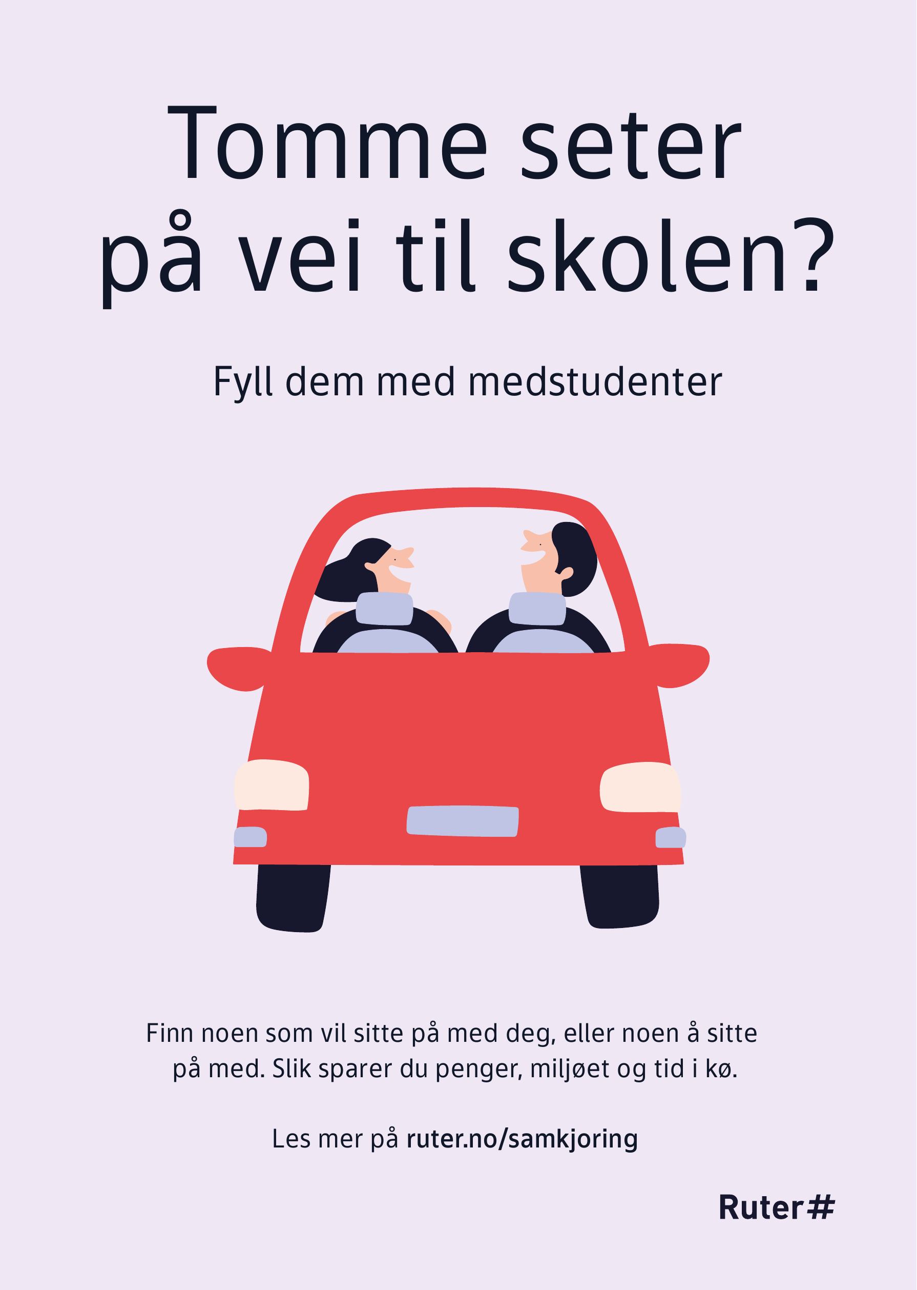 Plakat: Tomme seter på vei til skolen?